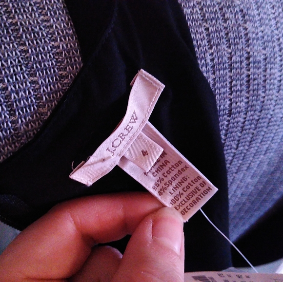 J. CREW Black Dress with Navy Blue Ribbon sequins and Rhinestones - Picture 6 of 7